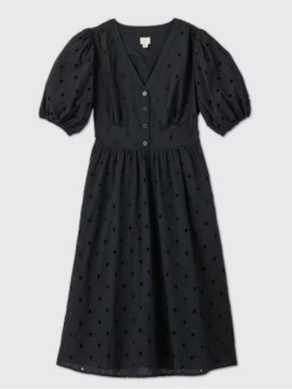 a new day Black Embroidered Button-Front Dress